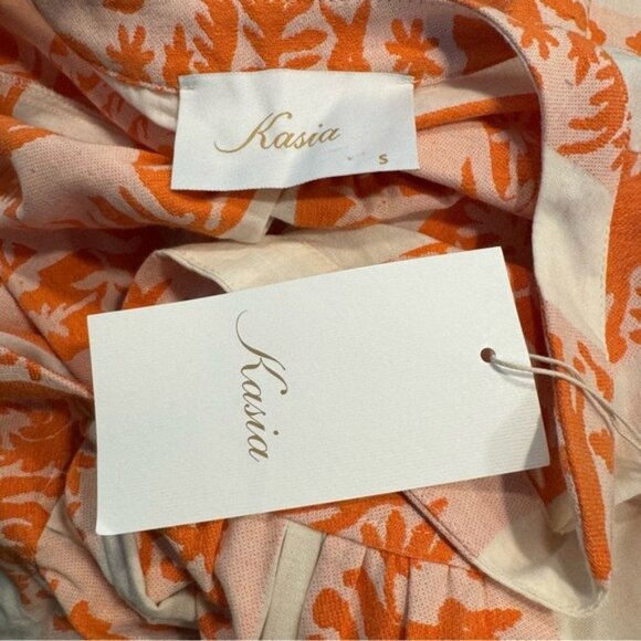 Tuckernuck NEW Kasia Ecru Clio Ruffle Mini Dress in Orange and Ivory Size XS - Picture 8 of 10